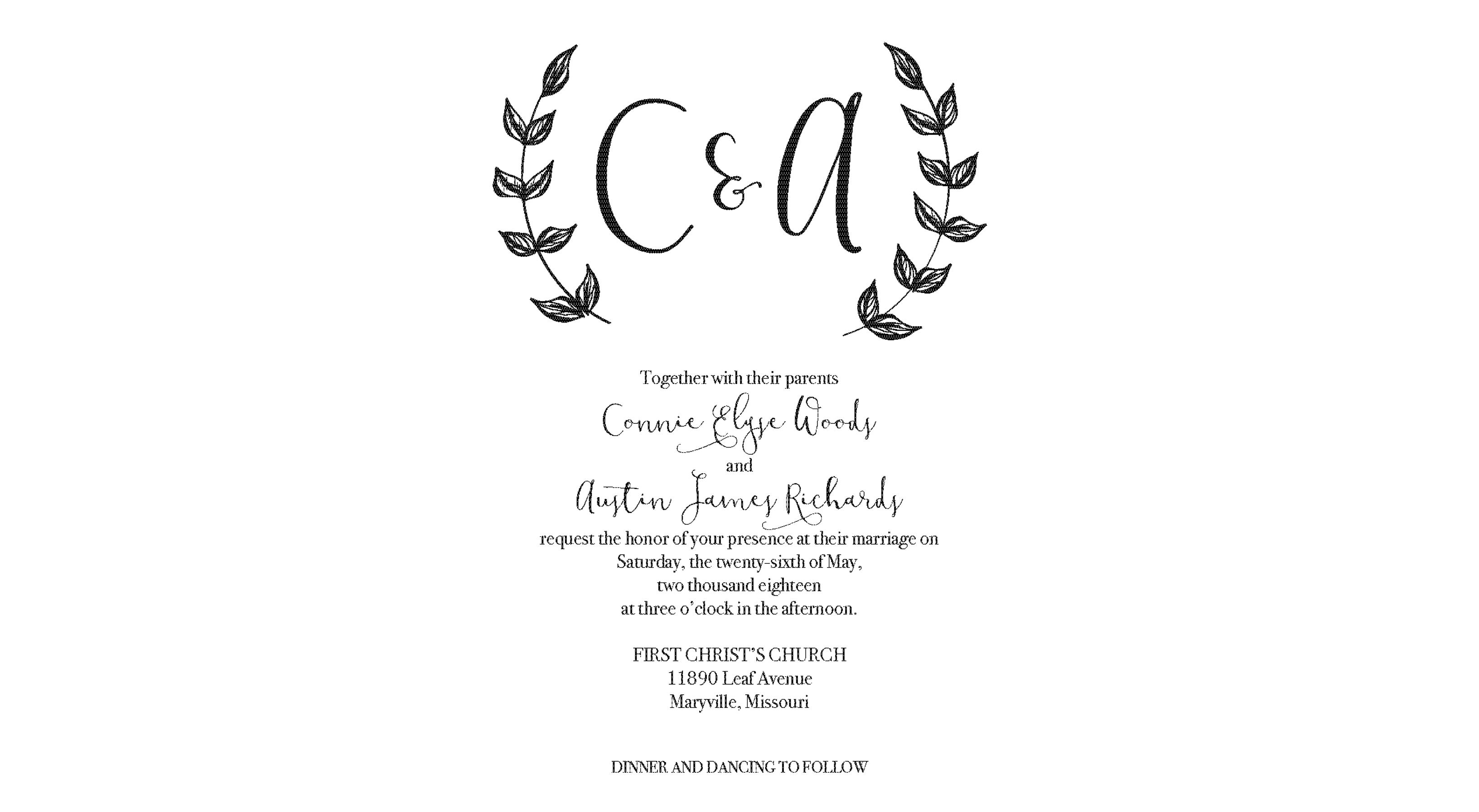simplistic modern wedding invitation