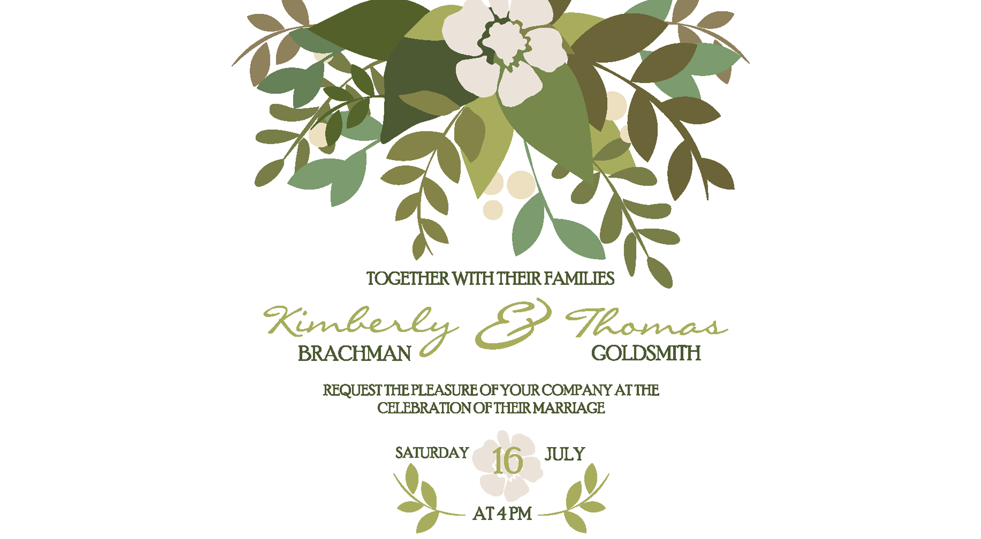 greenery wedding invitation
